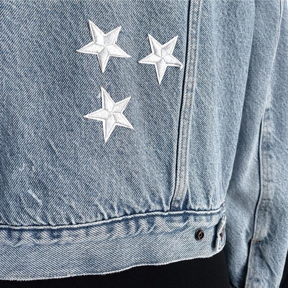 Levi's Original Sherpa Trucker Denim Jean Jacket Sz M Blue Light Wash Grunge - Picture 4 of 8